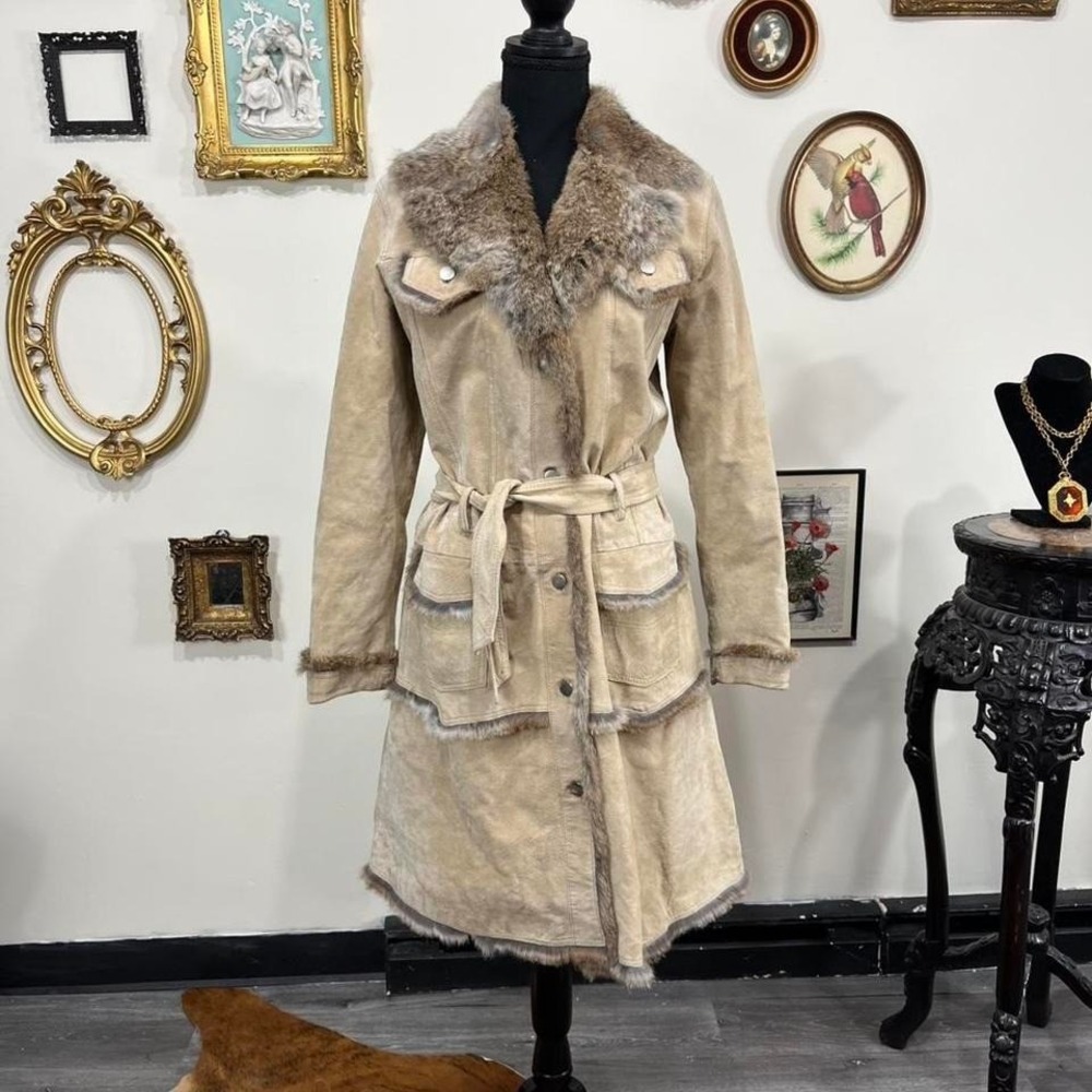 Vintage Euro Y2K Conbipel Vera Pelle Suede & Fur Penny Lane Coat (Small Flaw)